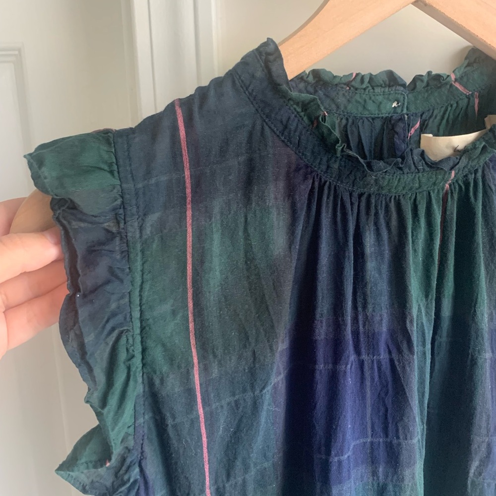 Isabella Sinclair Anthropologie Green and Blue Ruffled Top - Picture 3 of 8